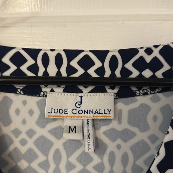 NWOT Women’s Jude Connally Navy & White Nylon & Spandex Lattice Print Dress - Picture 3 of 7